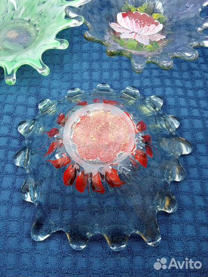 Салатница фруктовница Капля хрустальное стекло