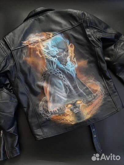 Кожанная куртка ручная роспись