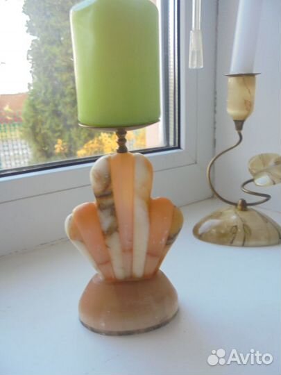 Подсвечники медный сплав натуральные камни