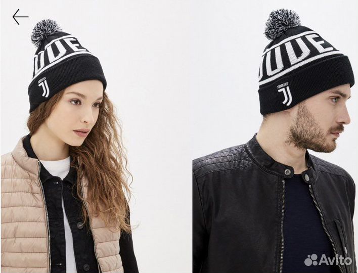 Шапка унисекс juventus черно белая