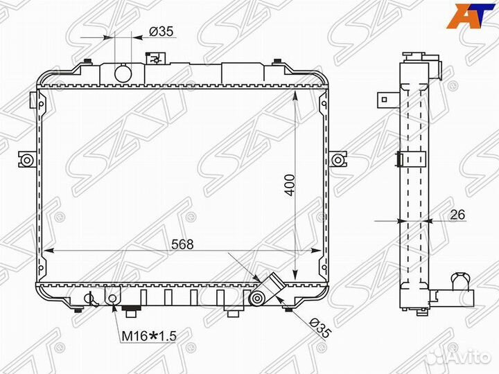 Радиатор Hyundai H100 93-03 / Porter 98-10