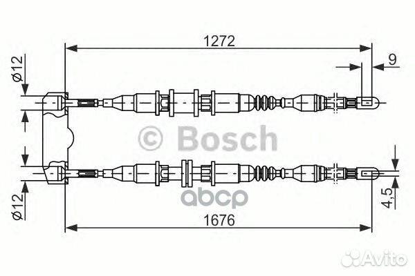 Трос стояночного тормоза зад прав/лев 19874