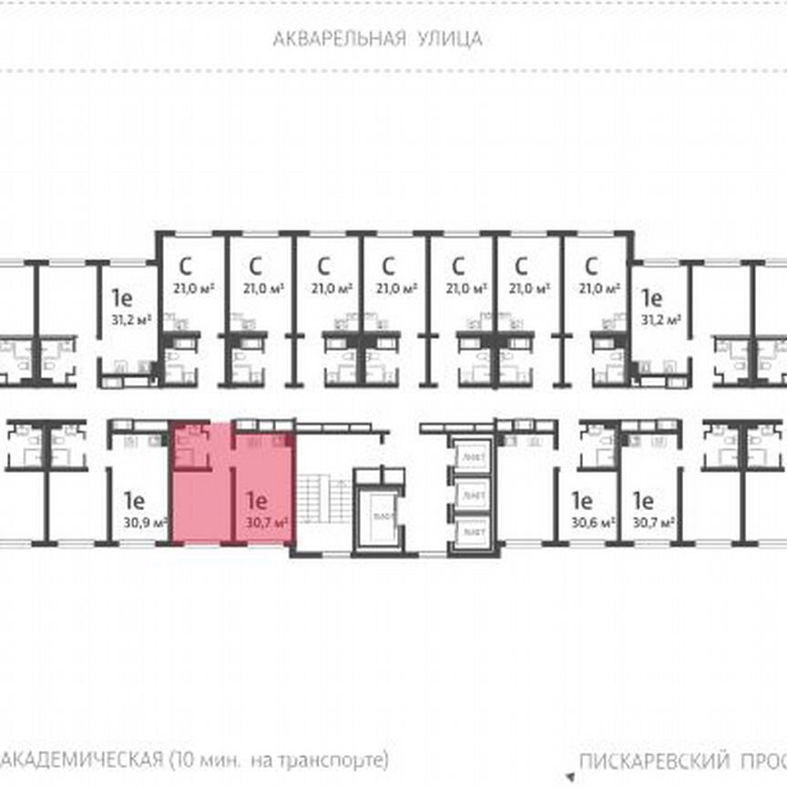 1-к. квартира, 30,5 м², 23/25 эт.