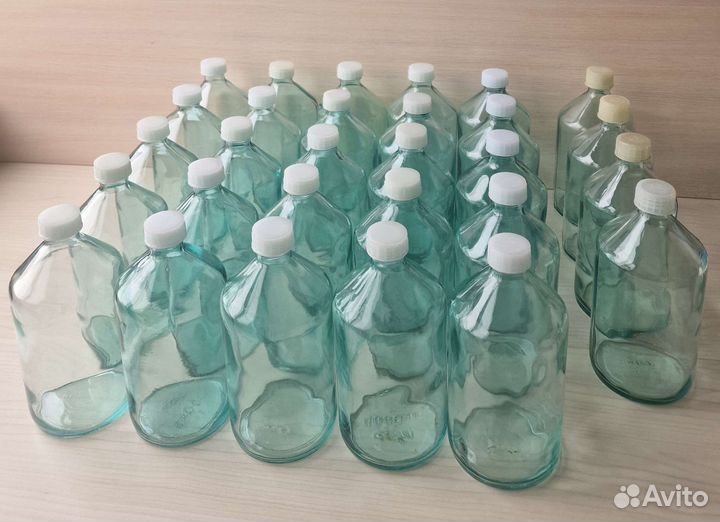 Бутыль бутылка химическая прозрачная 1л стеклянная