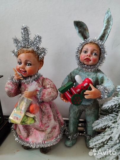 Ватные елочные игрушки СССР