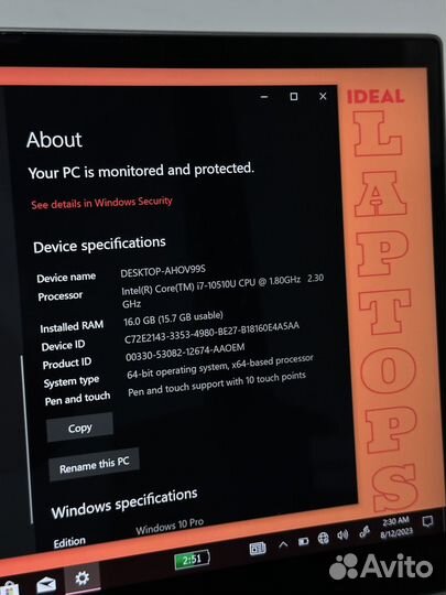 Lenovo Thinkpad X1 yoga gen 5 i7 16 256