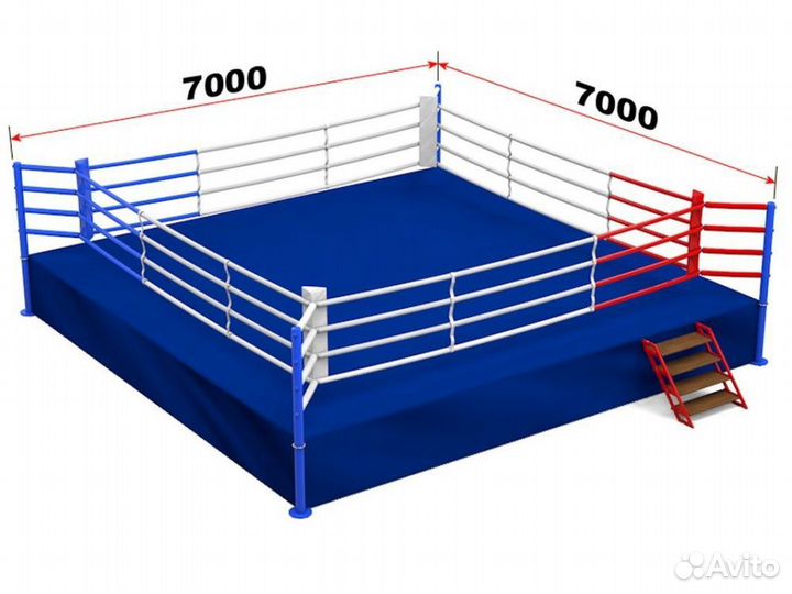 Ринг боксерский на подиуме размер 7,8х7,8х1 м, б