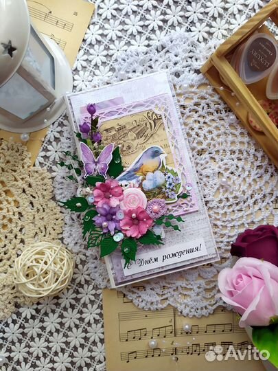 Открытка с цветами. Ручная работа