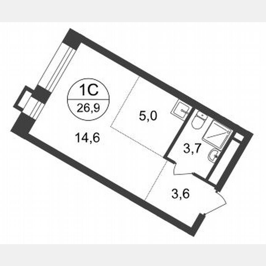 Квартира-студия, 26,9 м², 20/20 эт.