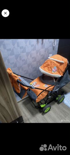 Детские санки коляска с колесами