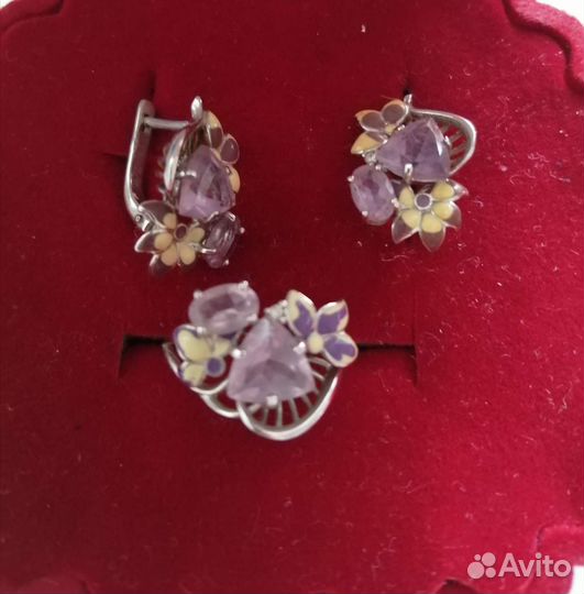 Набор из серебра с аметистом природным