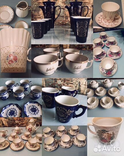 Чайные и кофейные сервизы СССР чашки Гжель