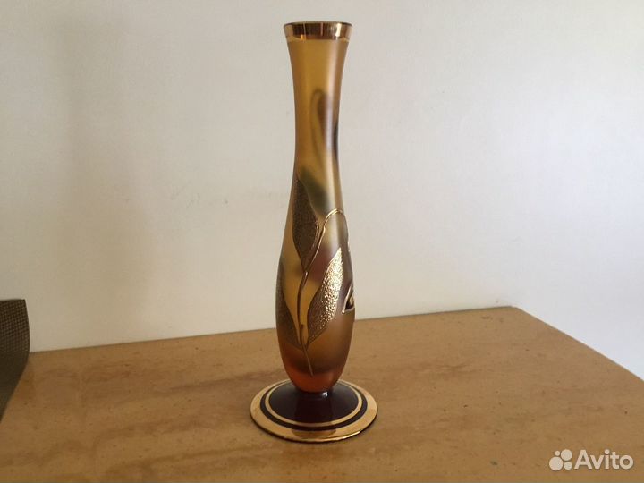 Ваза Позолота Богемия Чехословакия Времен СССР Нов