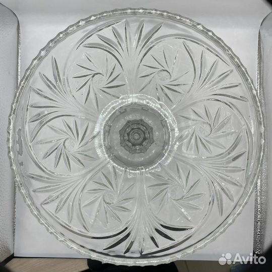 Ваза конфетница Толстое резное стекло СССР (сзр)