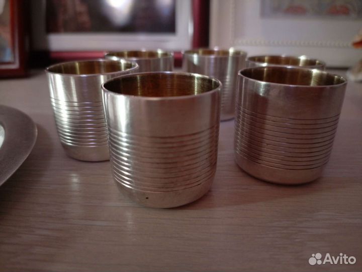 Мельхиоровые рюмки с позолотой