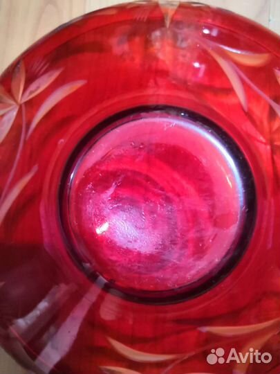 Ваза для фруктов цветное стекло. СССР