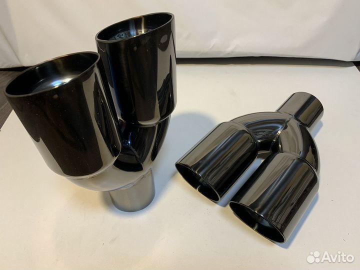 Насадки на глушитель двойные титан 2 шт