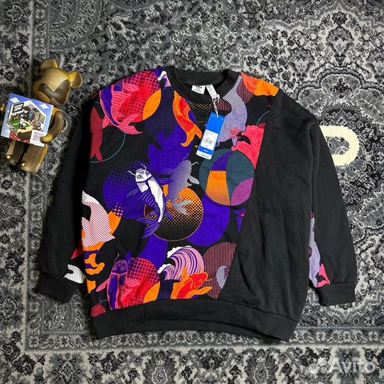 Свитшот Adidas Originals Crew Black-Red-Orange