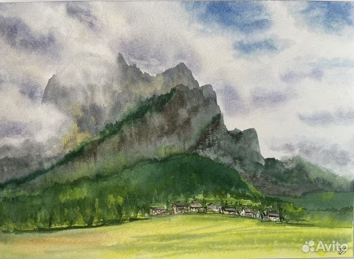 Акварель «Горы», А4