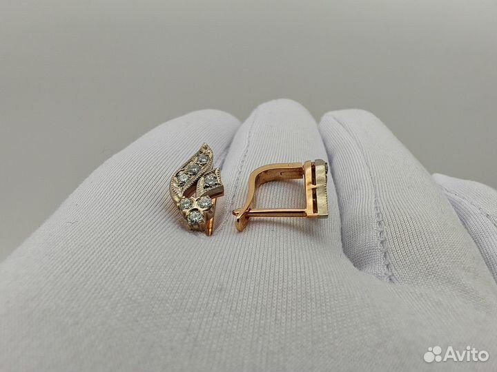 Пара серёг 583 пробы с бриллиантами. Рассрочка