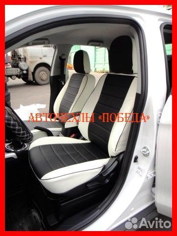 Чехлы Mitsubishi ASX из экокожи бело-чёрные Класси