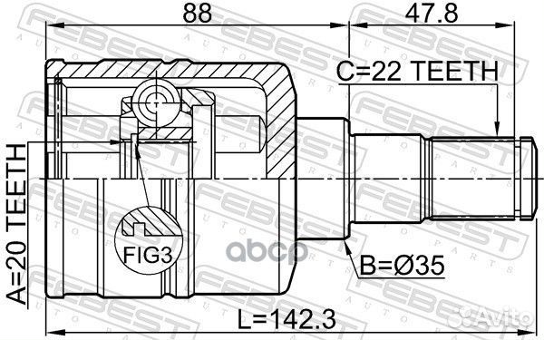 Шрус внутренний перед лев 0711RM413LH Febest
