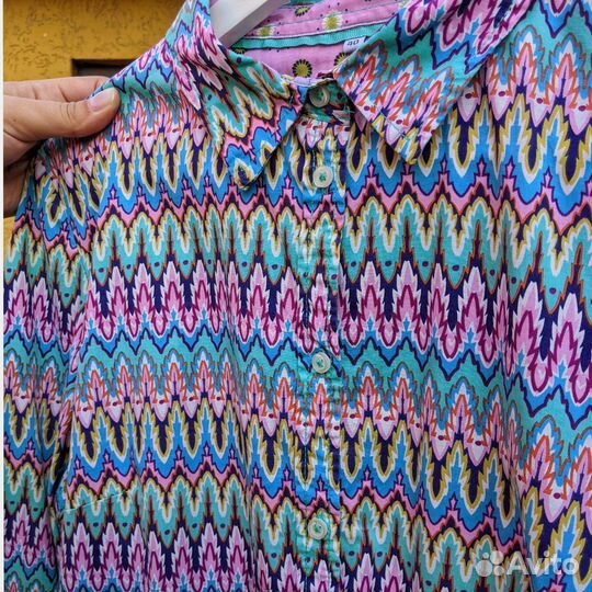 Рубашка яркая хлопок винтаж 44-46