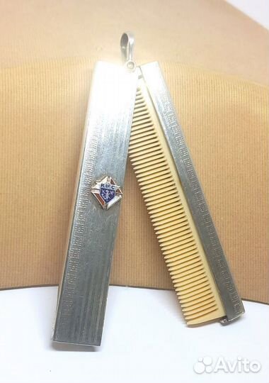 Расчёска для усов - Кость - Серебро 925 - США