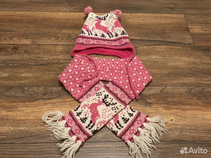 Комплект шапка, шарф зимний вязаный