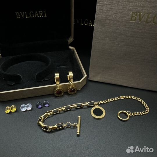 Bvlgari браслет 1 + серьги gold