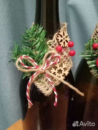 Новогоднее украшение на бутылку шампанского