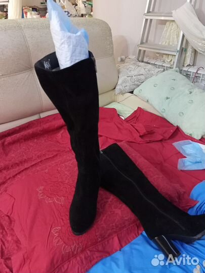 Сапоги замша ботфорты