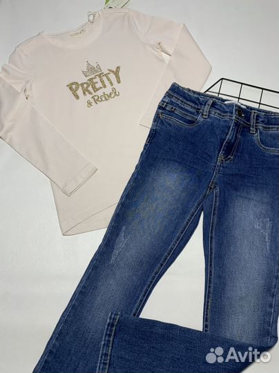 Джинсы на девочку 128