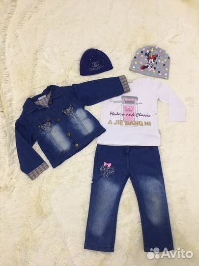 Джинсовый костюм + майка