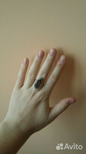 Серебряное кольцо винтаж с раухтопазом дымчатым кв