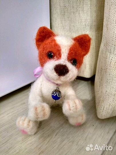 Авторская игрушка собачка ручная работа валяная
