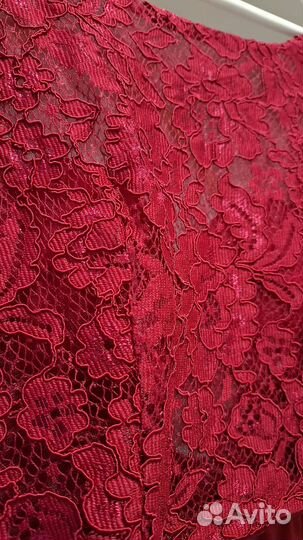 Бордовое атласное вечернее платье 46 размер