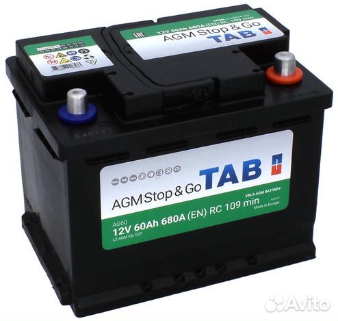 Акб 60 Ач TAB AGM (Гелевый)