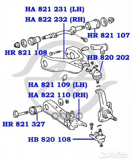 HR 821 107 - рычага сайленблок toyota hiace,hilux