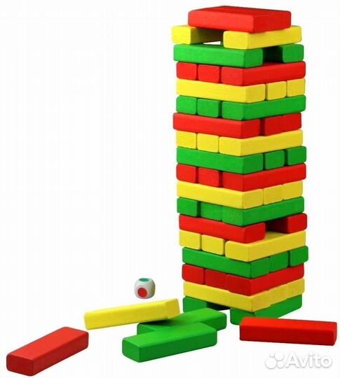 Игра Торре. Сорви башню - цветная Дженга с кубиком