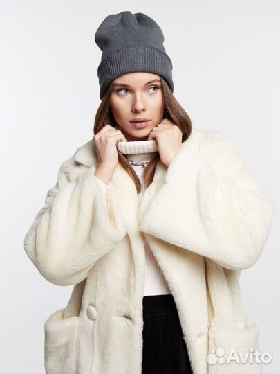 Двойная теплая шапка мелкой вязки Шапки Оптом