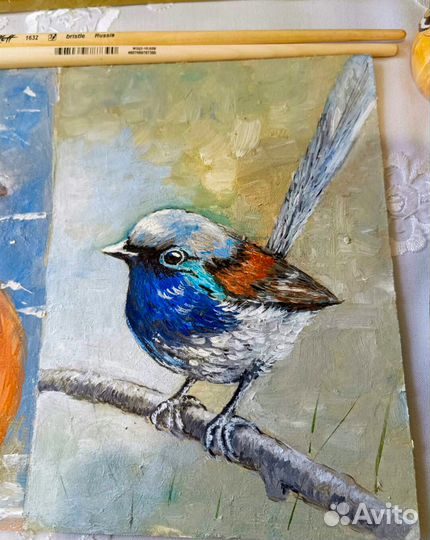 Картина маслом Птичка синичка