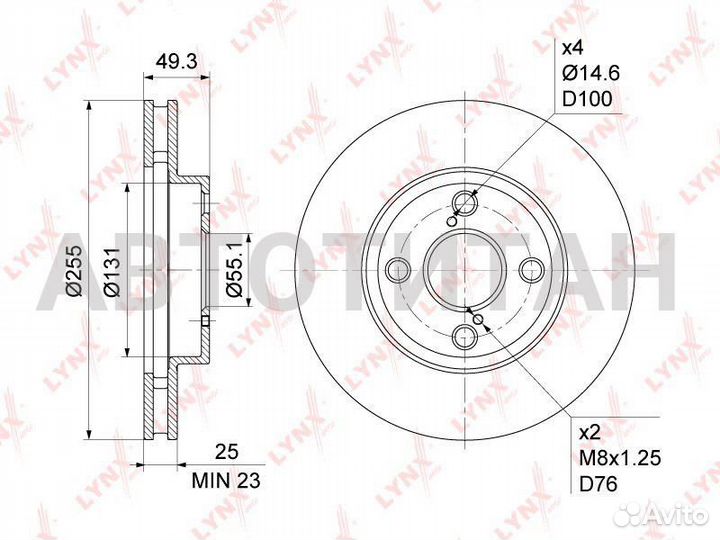 Диск тормозной перед прав/лев Toyota Corolla(E12 )