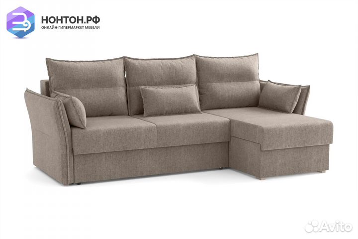 Диван угловой еврокнижка Бруклин серо-бежевый