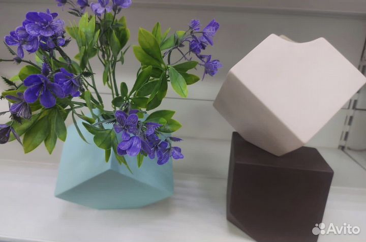 Ваза декоративная интерьерная Куб из керамики