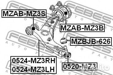 Febest mzab-MZ3S Сайлентблок рычага ford focuskuga