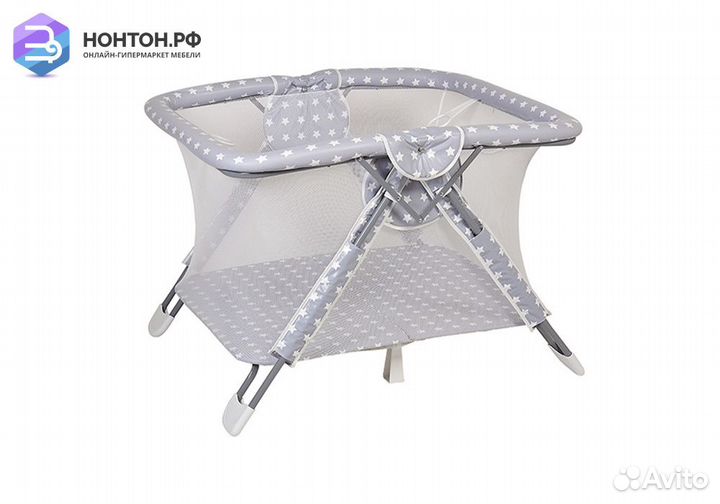 Манеж Comfort принт Звезды / серый / белый