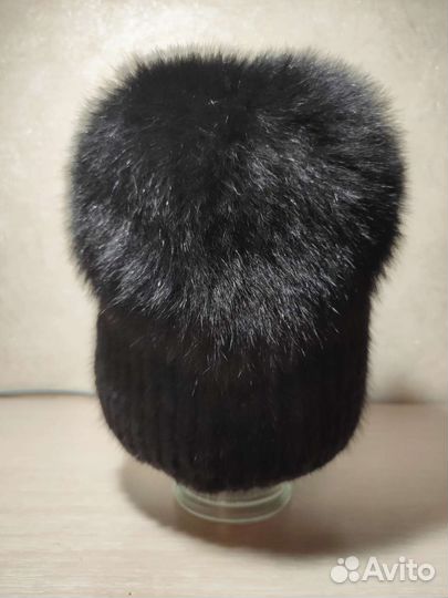 Шапка норковая вязаная женская