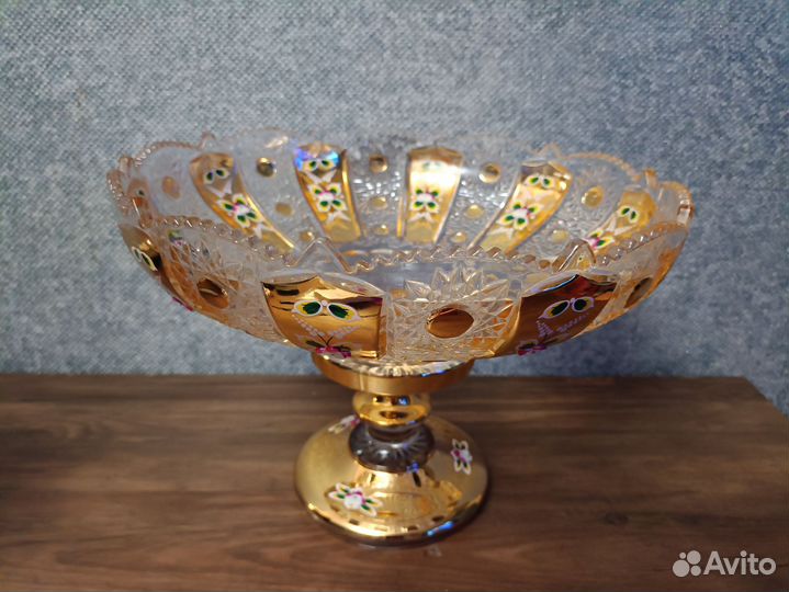 Фруктовница на ножке Lefard Gold Glass d*30 h*23