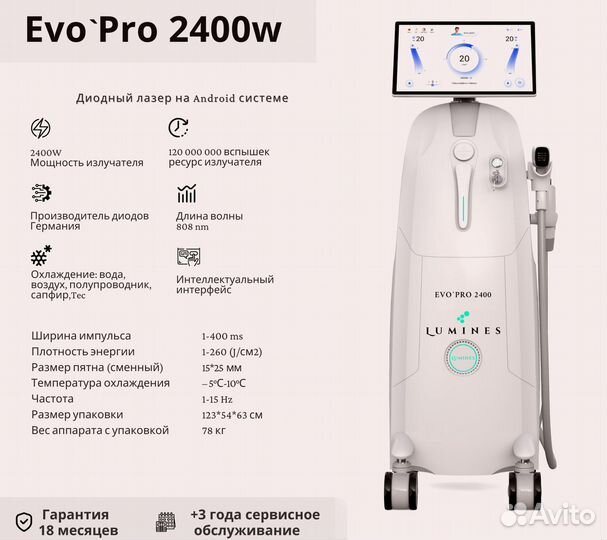 Аппарат для эпиляции Люминес. Evo’Pro 2400в